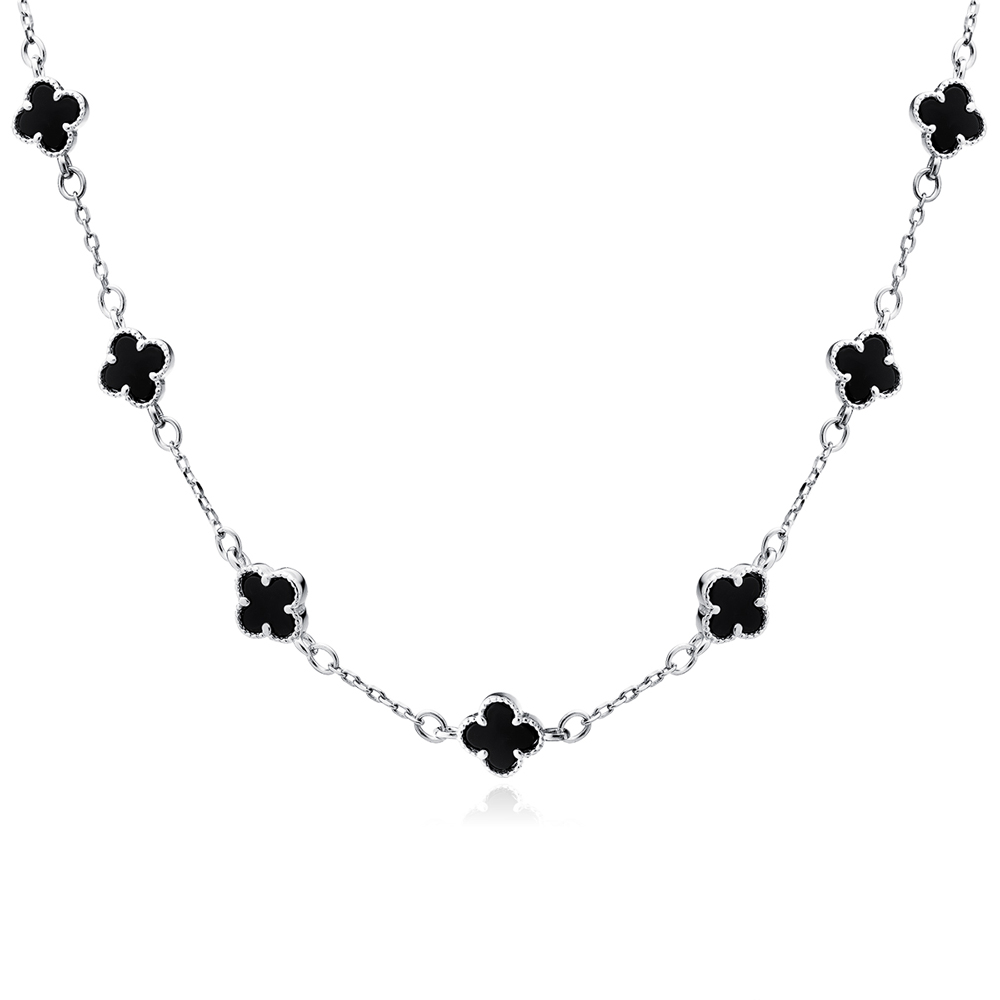 Colier argint cu trifoi cu email negru DiAmanti Z2225NR_O-DIA Colier argint cu trifoi cu email negru DiAmanti Z2225NR_O-DIA